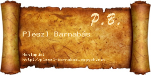 Pleszl Barnabás névjegykártya